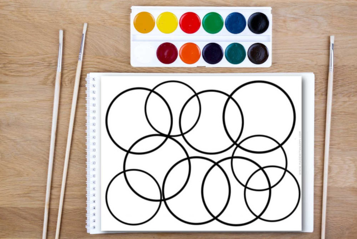 rainbow water color art craft for kids pin image
