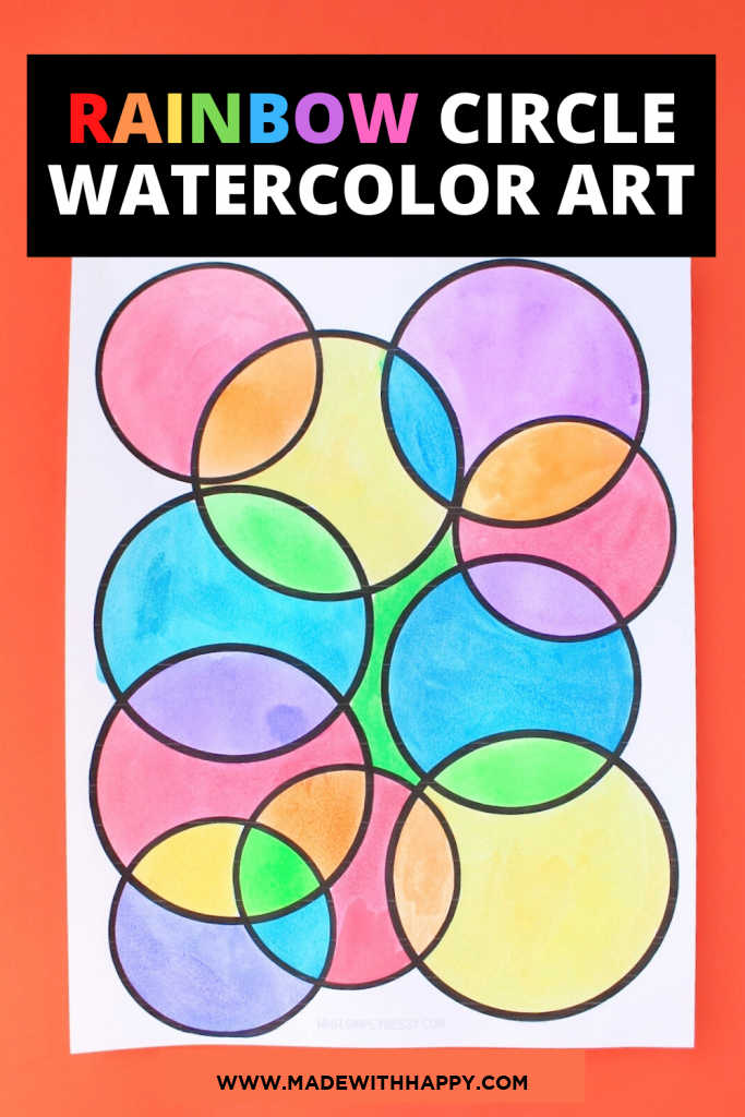 rainbow water color art craft for kids pin image