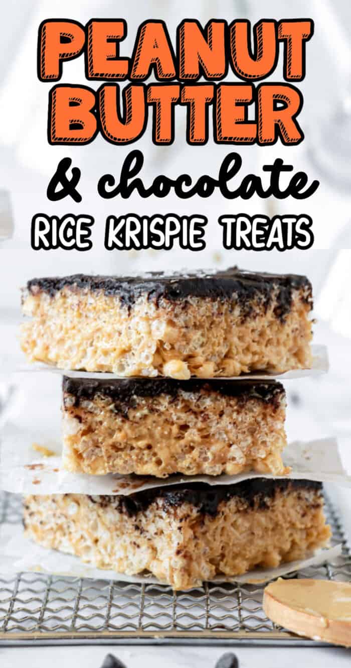 rice krispie treats with peanut butter and chocolate