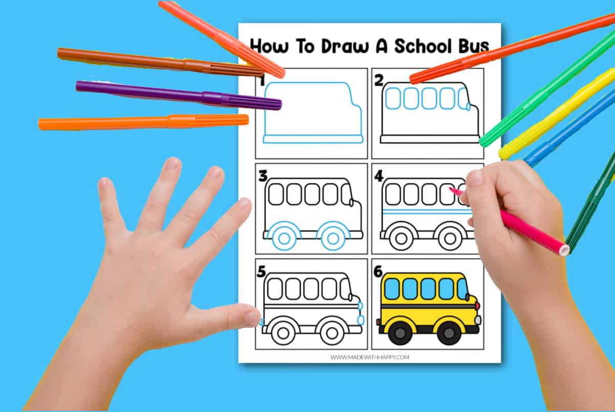 school bus easy drawing