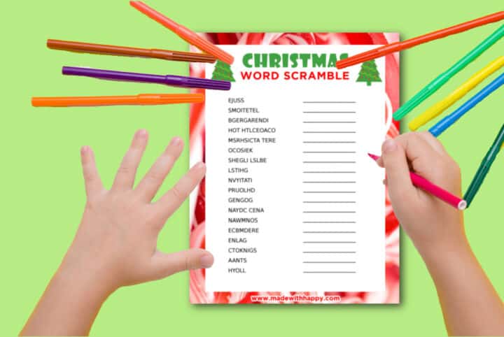 Christmas Word Scramble - Made with HAPPY