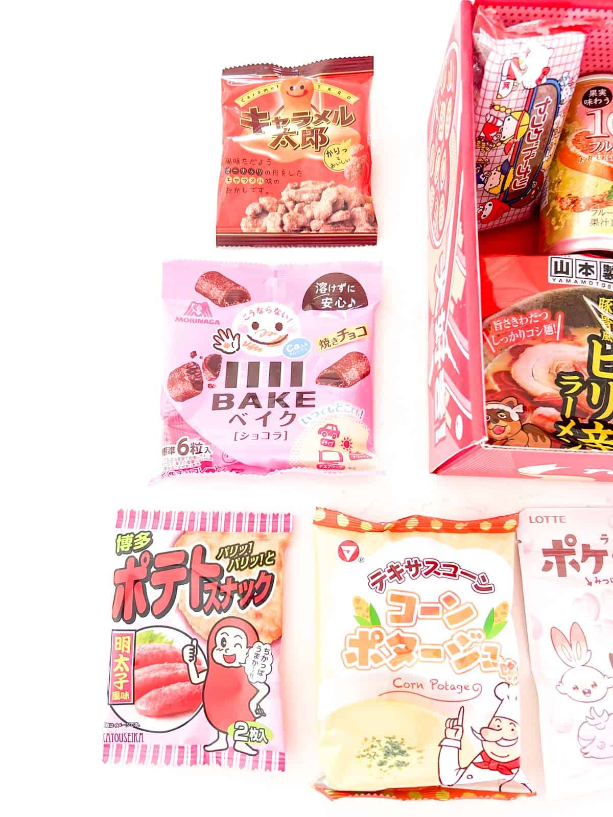 snack items in Japanese box