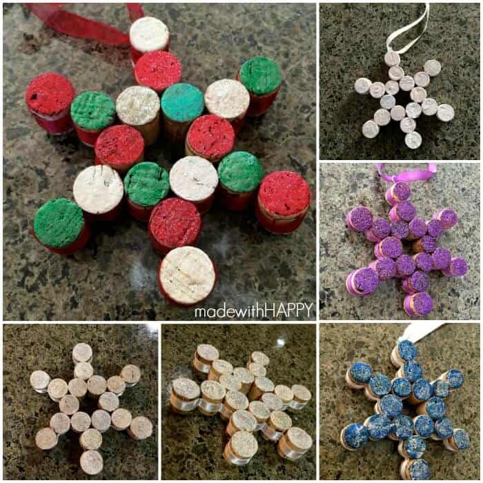 Cork Ornaments. Crafts with corks. Ornament crafts. Christmas Crafts for kids. Kids Ornaments. Cork Crafting.