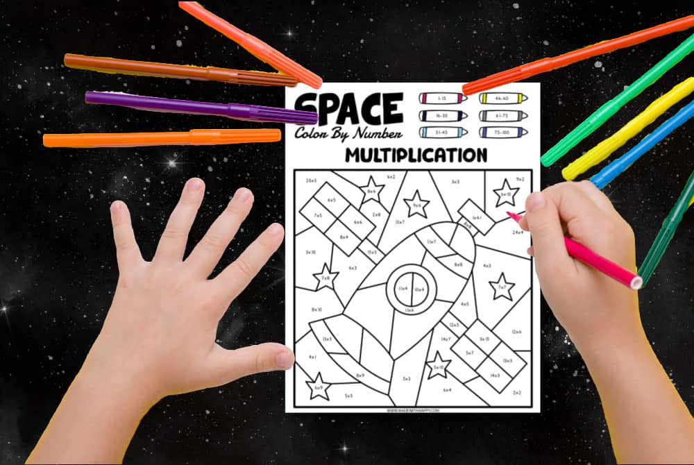space multiplcation color by number