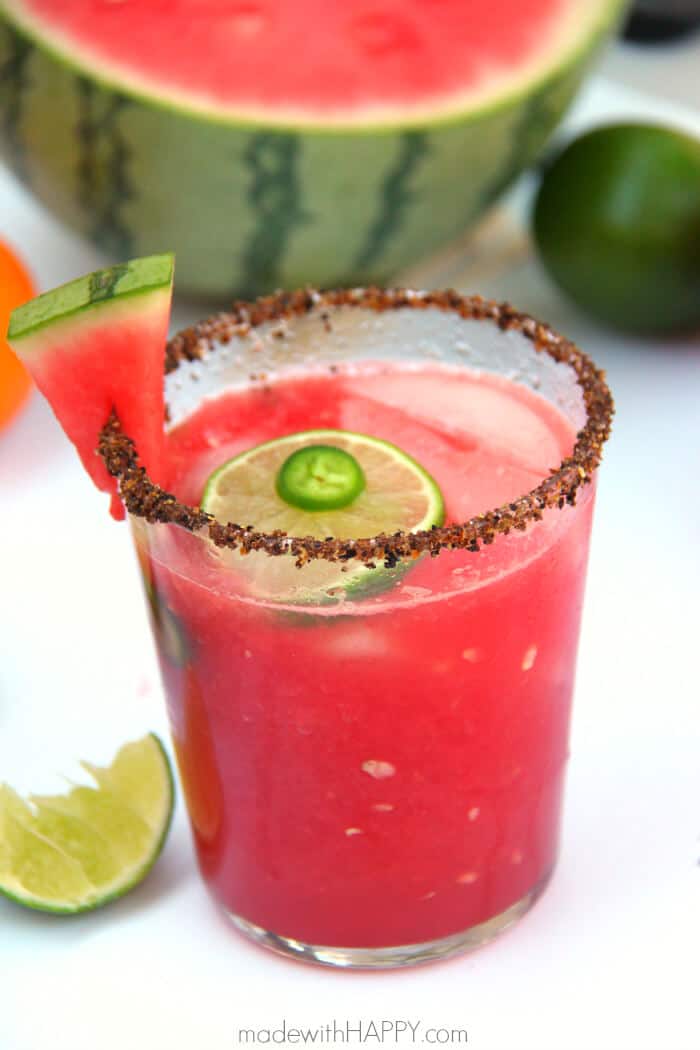 Spicy Watermelon Margarita | Watermelon Cocktail | Spicy Cocktails | Watermelon Margaritas | www.madewithhappy.com