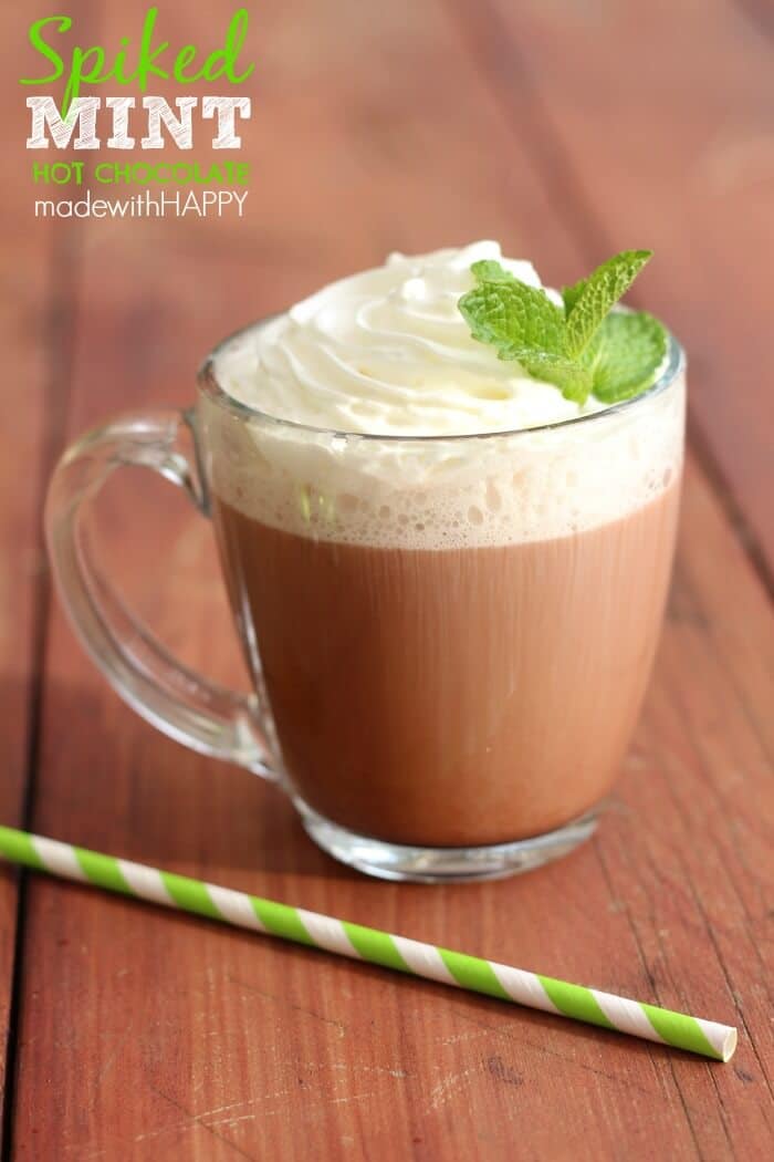 Spiked Hot Chocolate. Mint Hot Chocolate Ideas. Christmas Cocktails. Holiday Drink Ideas. Adult Hot Chocolate. Spiked Mint Hot Chocolate. 