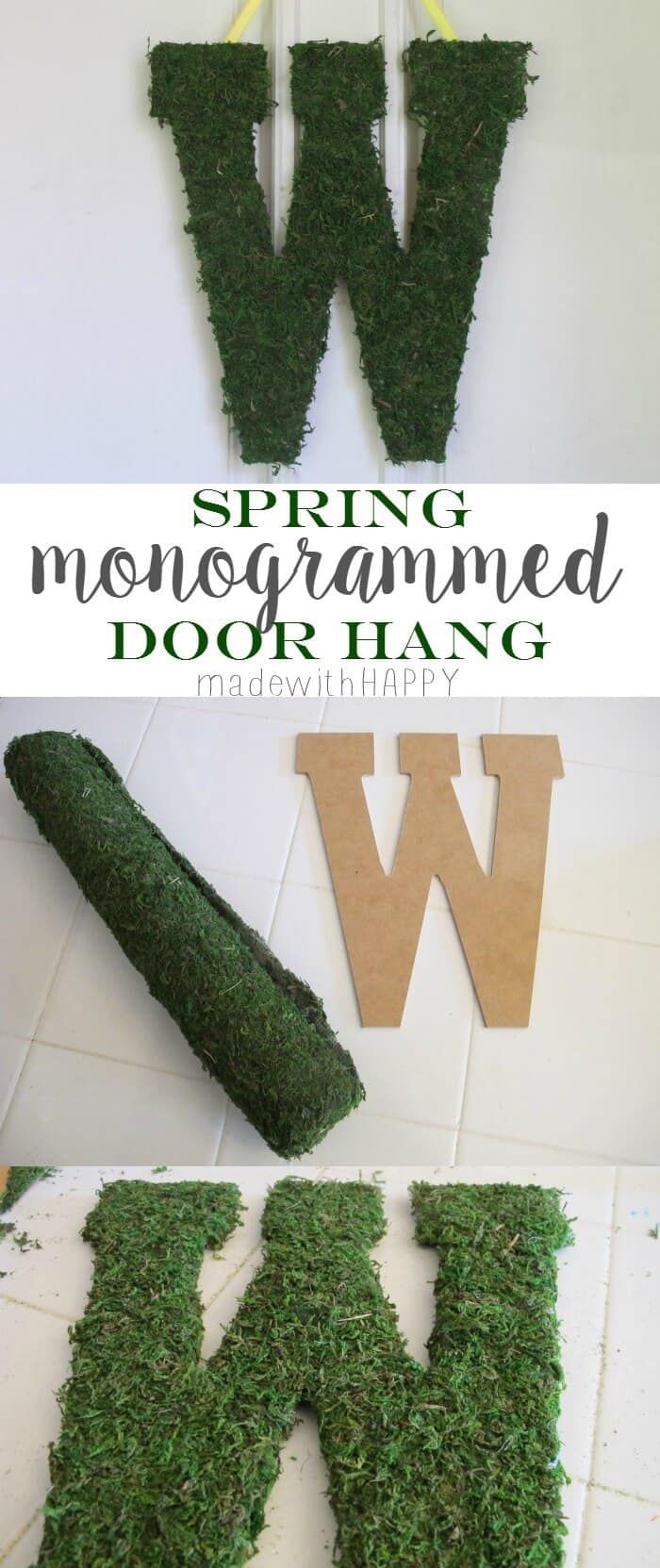 Monogrammed Door Hang - Moss Covered Monogrammed Door Hang - www.madewithHAPPY.com