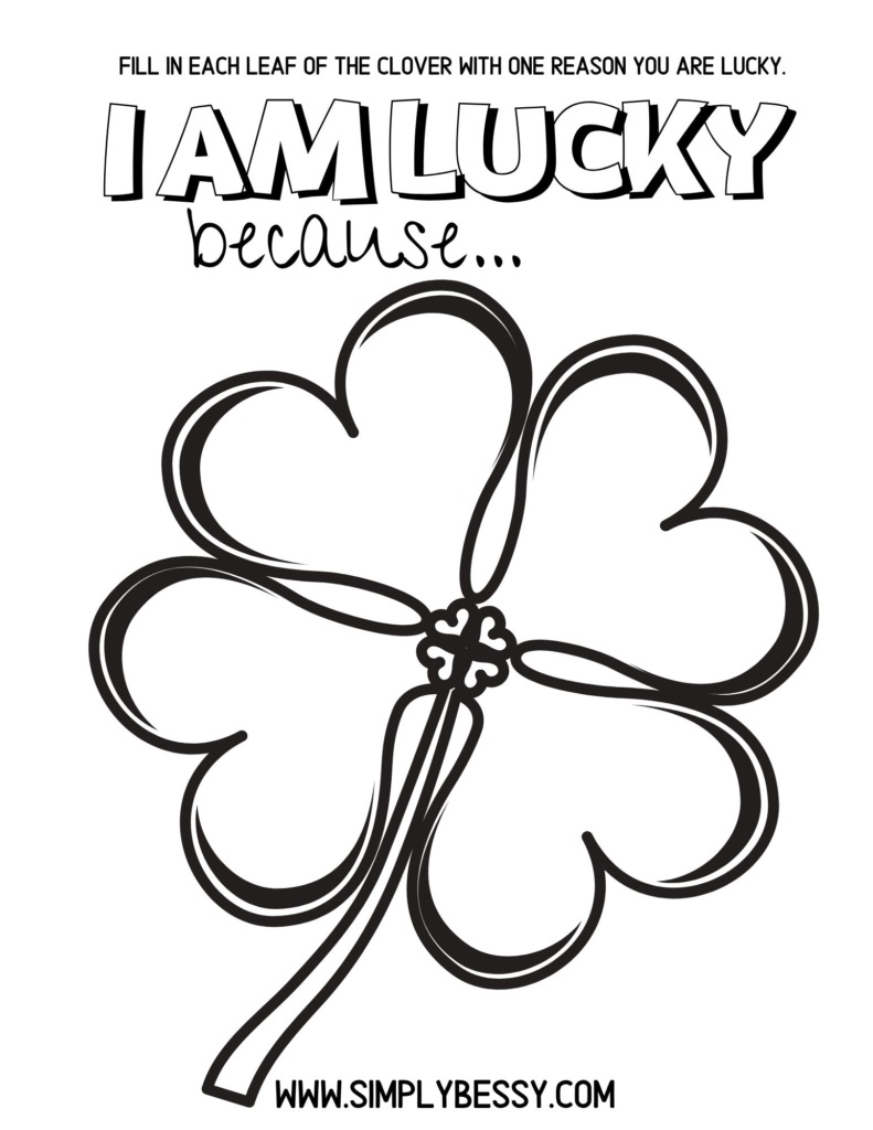 St. Patrick's Day kids worksheet activity I am Lucky Because