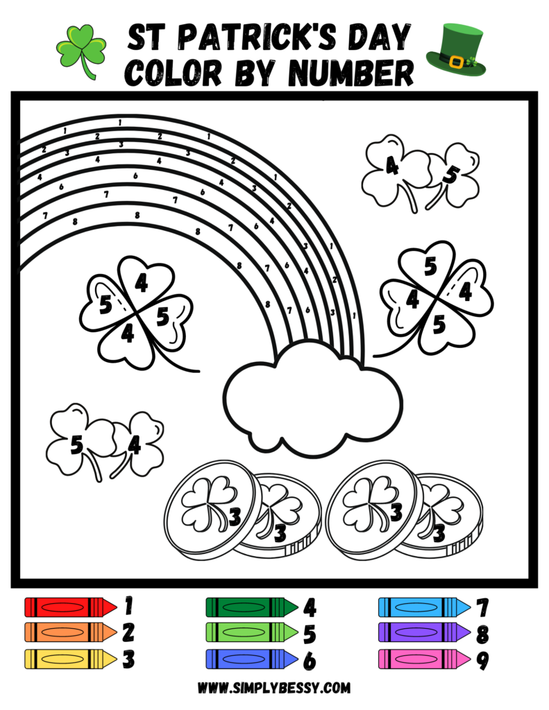 st patrick's day color by number worksheet