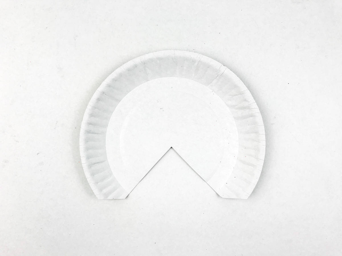 step 1 cut triangle out of paper plate