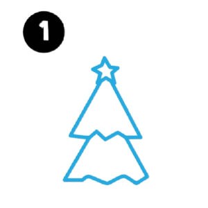 step 1 Draw top of christmas tree