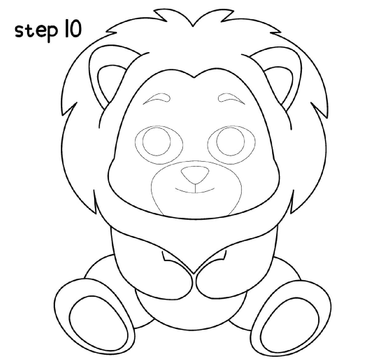 step 10 how to draw a lion easy