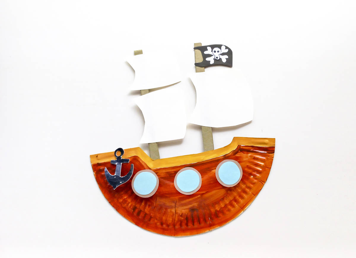 step 13 glue ship sails to pirate ship