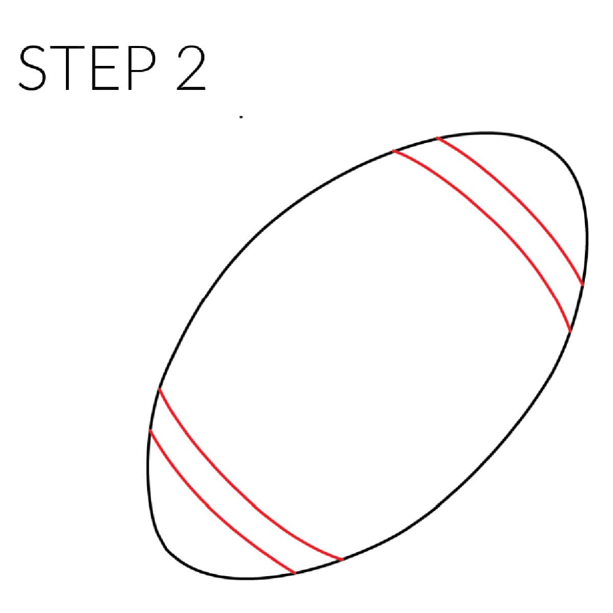 step 2 draw the stripes on the ends of the football