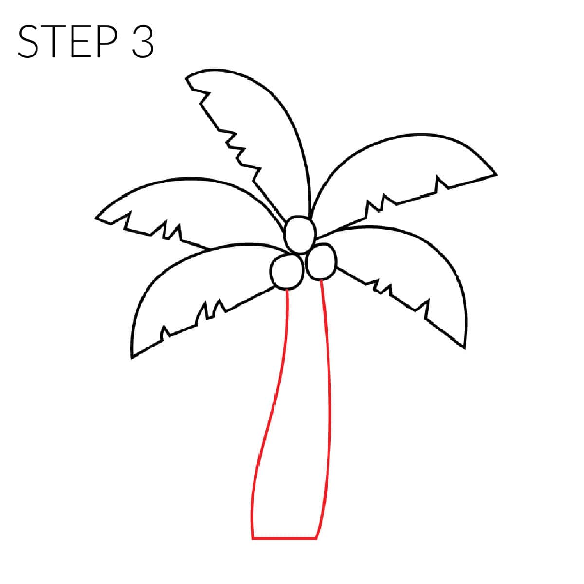 step 3 draw palm tree trunk