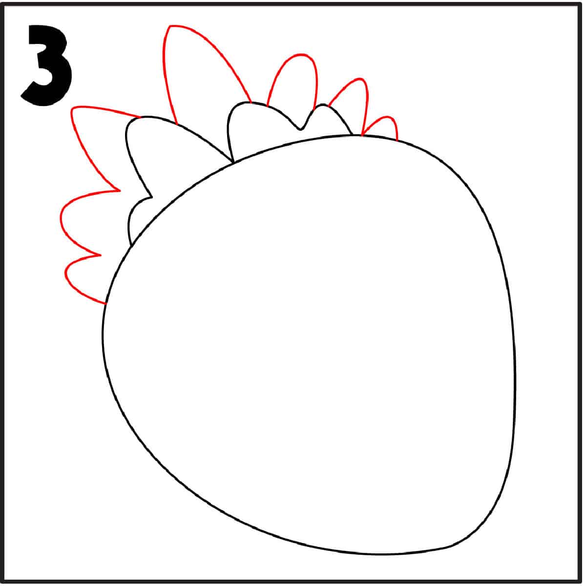 step 3 drawing a strawberry