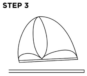 step 3 drawing of a sailboat