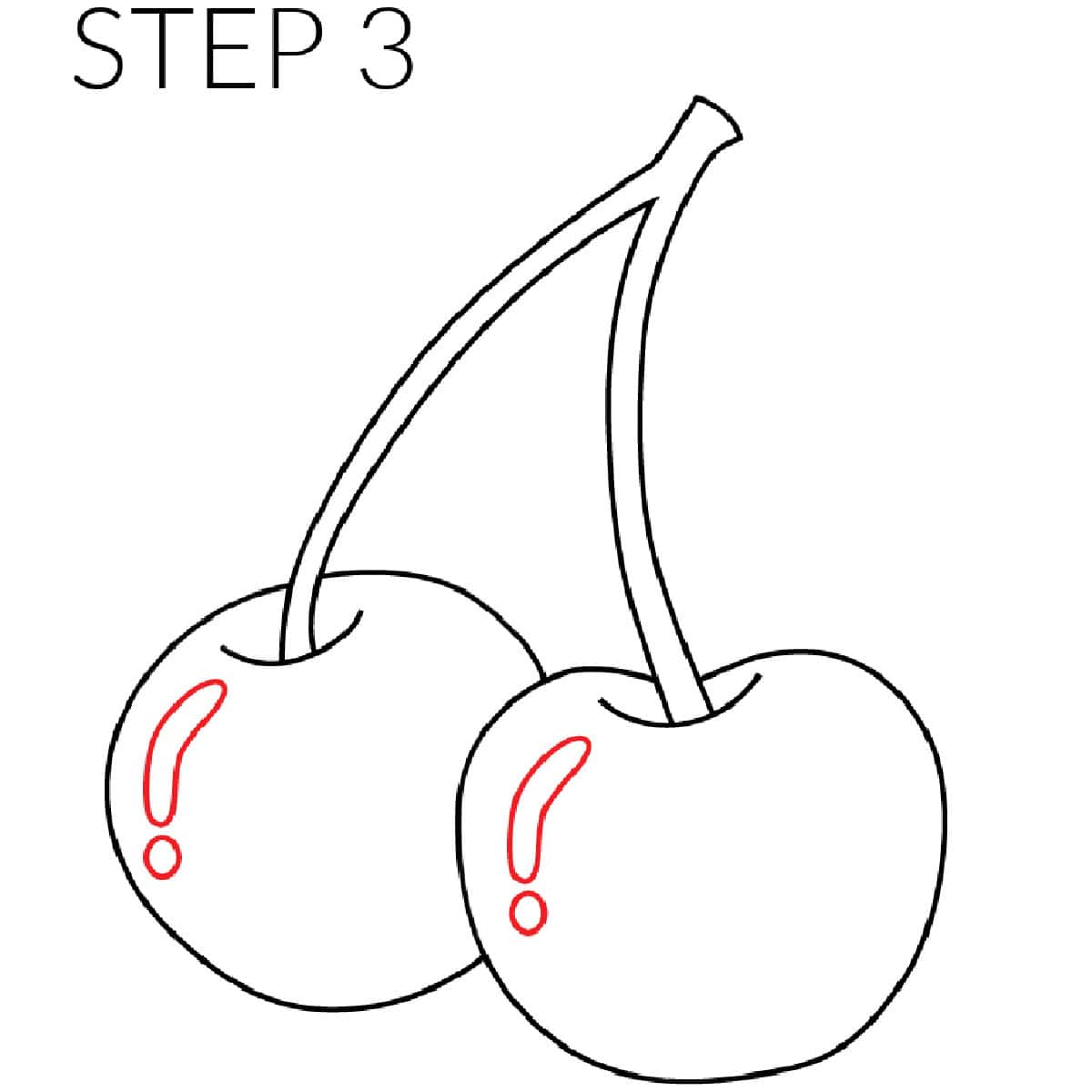 step 3 how to draw cherries