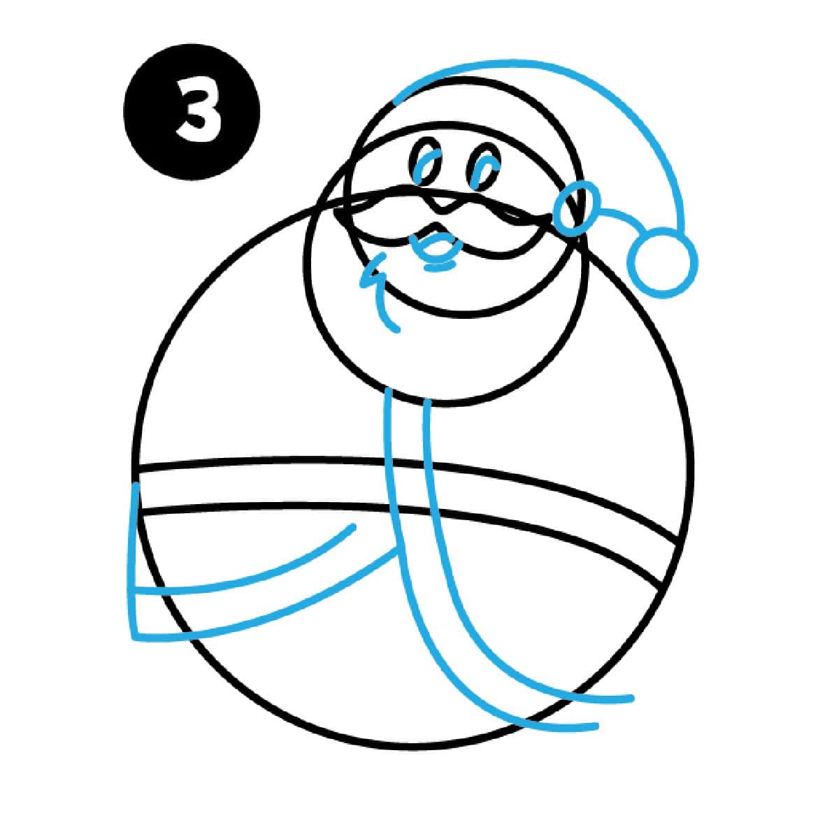 step 3 how to draw santa easy