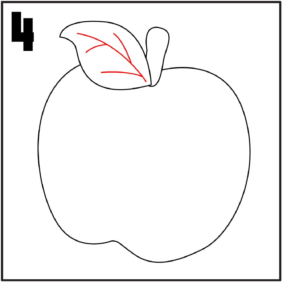 step 4 apple drawing easy