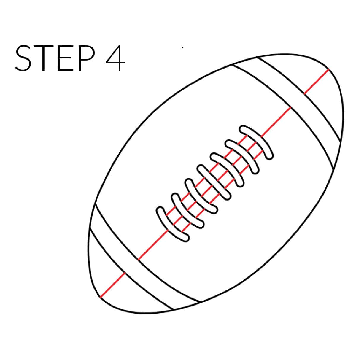 step 4 draw the seam of the football
