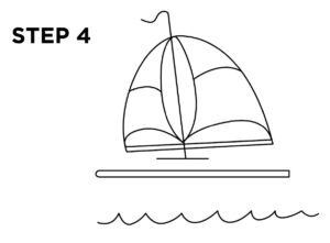 step 4 drawing a sailboat