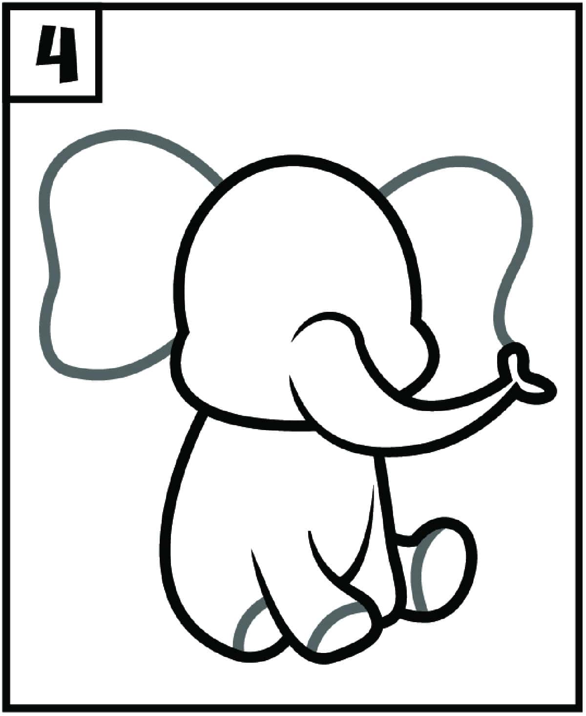 step 4 drawing elephants
