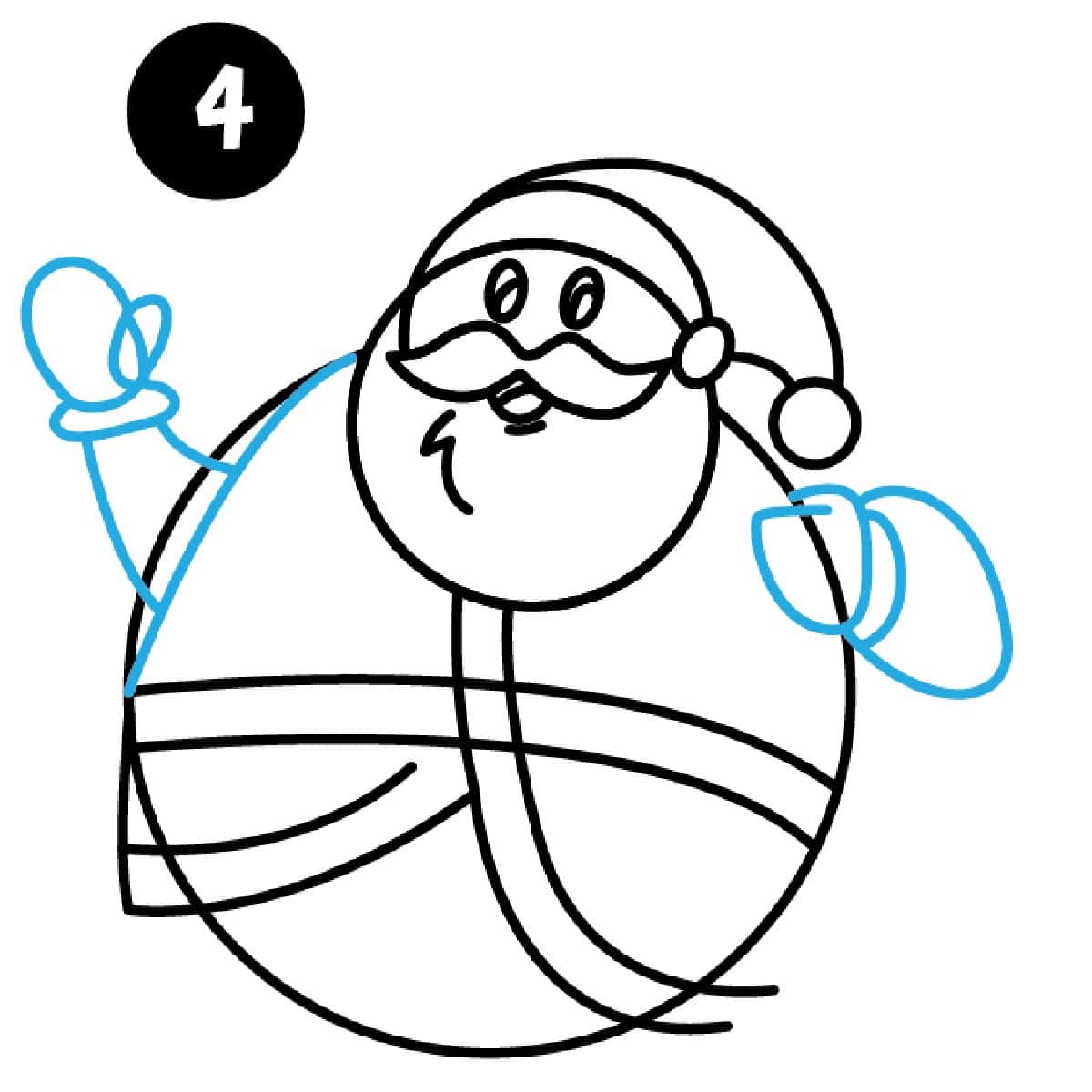step 4 drawing santa claus