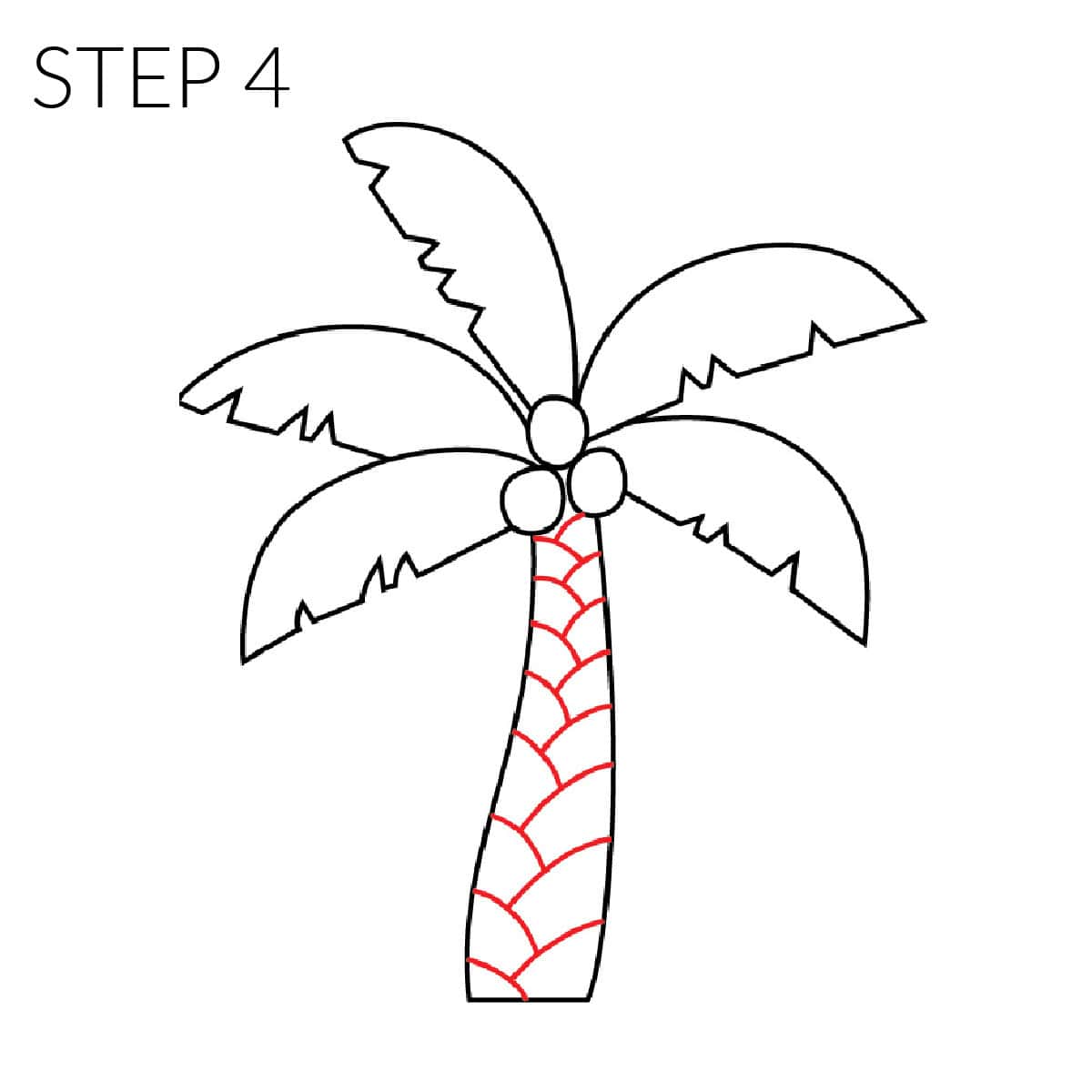 step 4 how to draw a palm tree