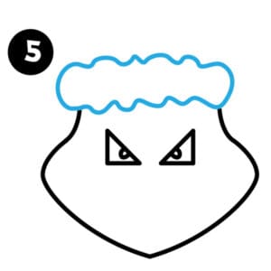 step 5 draw bottom of grinch hat