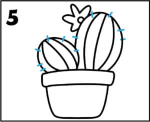step 5 draw the thorns of a cactus