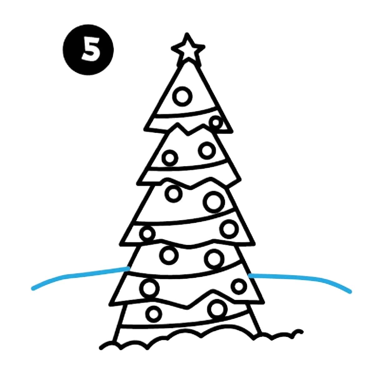 Step 5 How to Draw Christmas Tree Ground