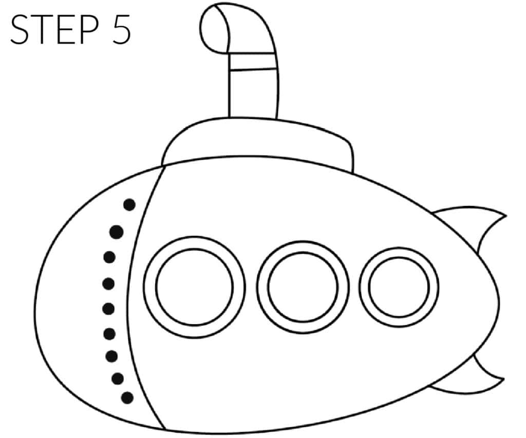 How To Draw a Submarine - Easy Step-By-Step Tutorial - Made with HAPPY