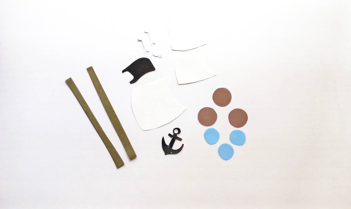 step 6 cut out pirate ship details from template