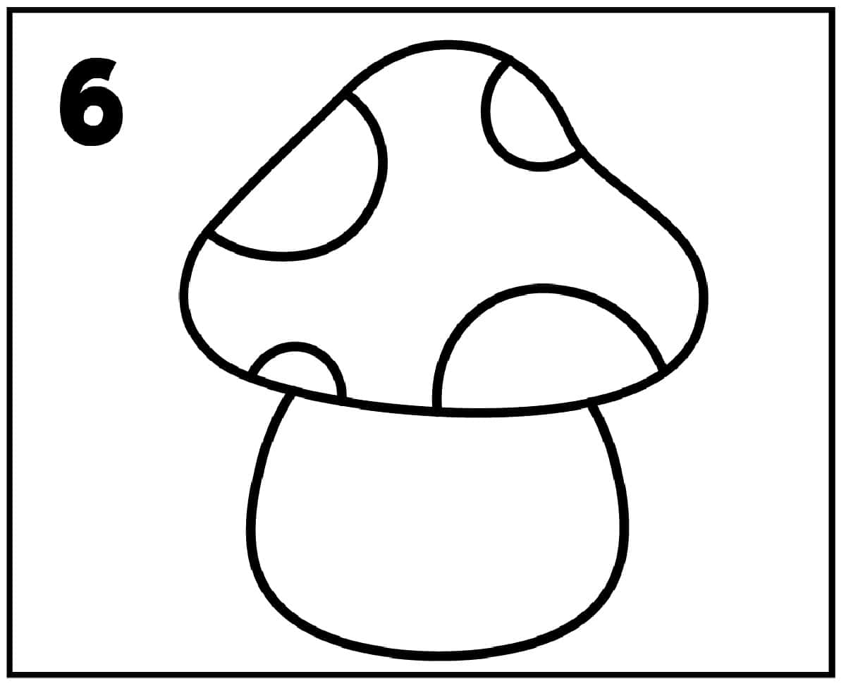 step 6 outline mushroom drawing