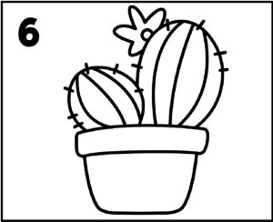 step 6 outline the cactus drawing