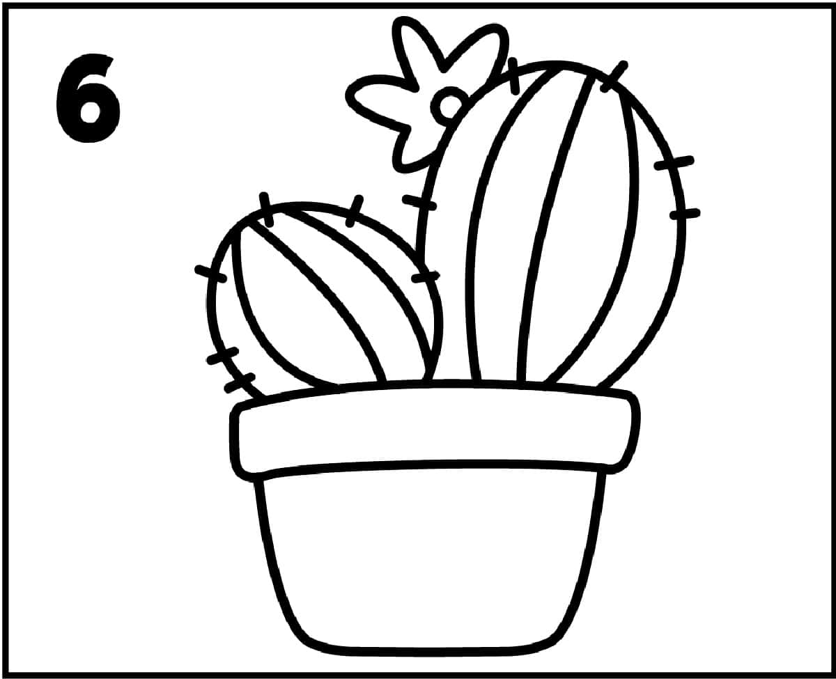 step 6 outline the cactus drawing