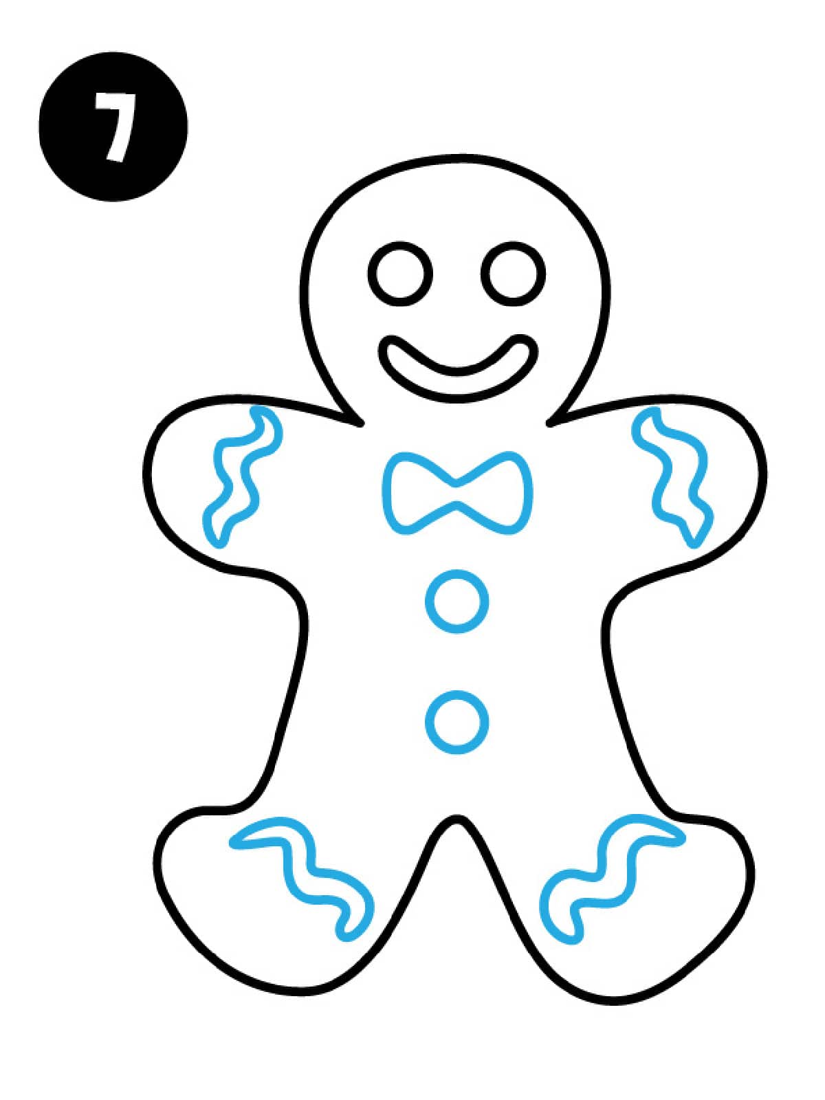 step 7 draw gingerbread frosting details