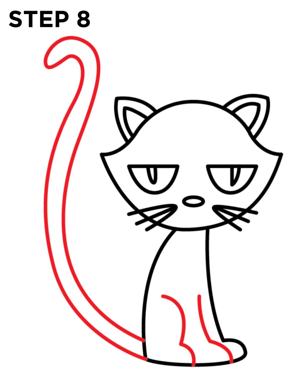 step 8 Draw a Halloween Cat Tail