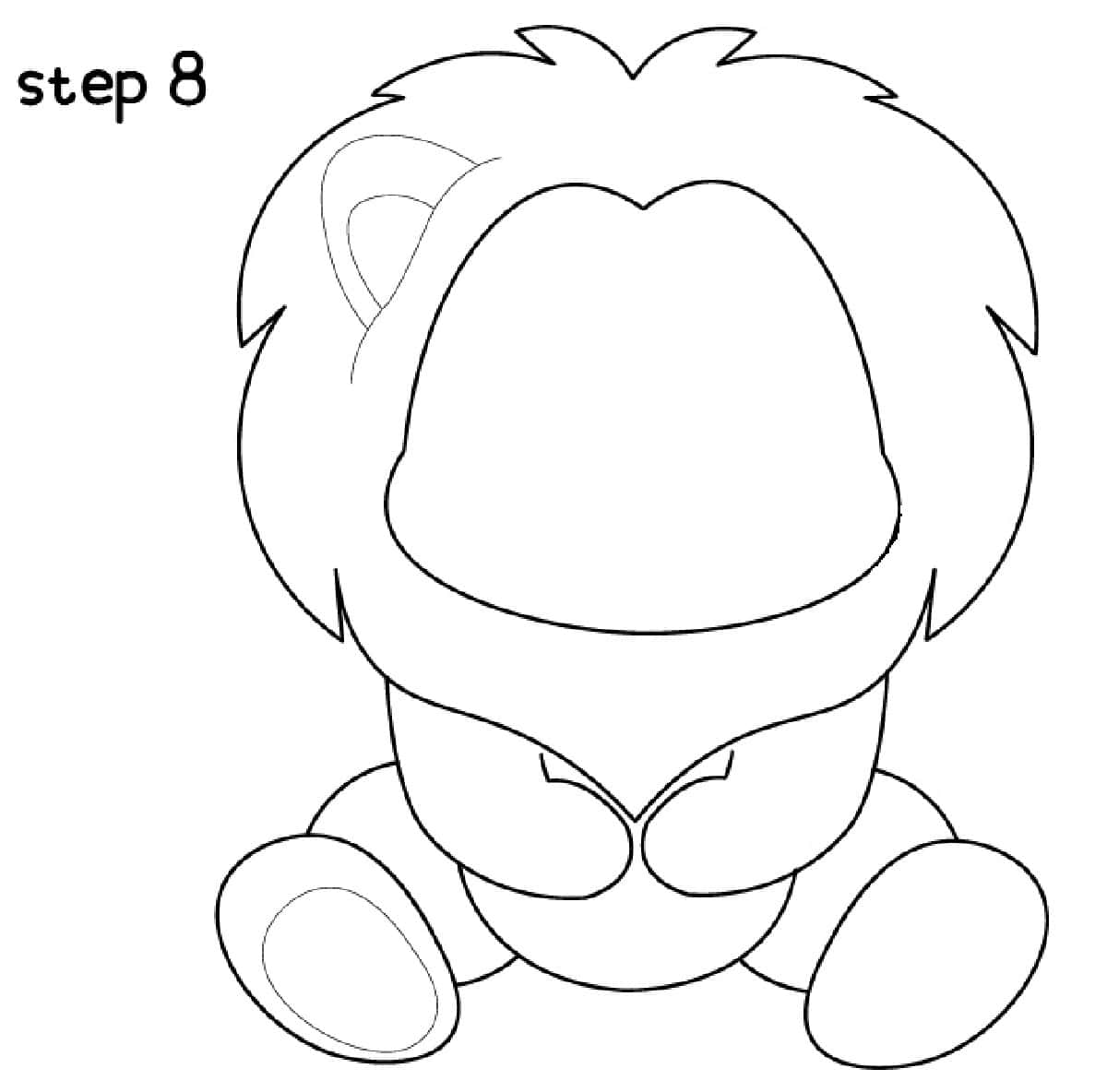 step 8 draw the lion ear