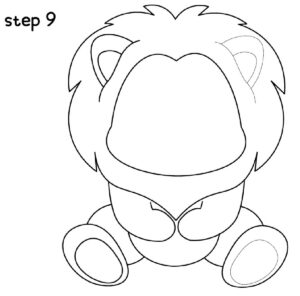 step 9 draw the lion easrs and paw pads