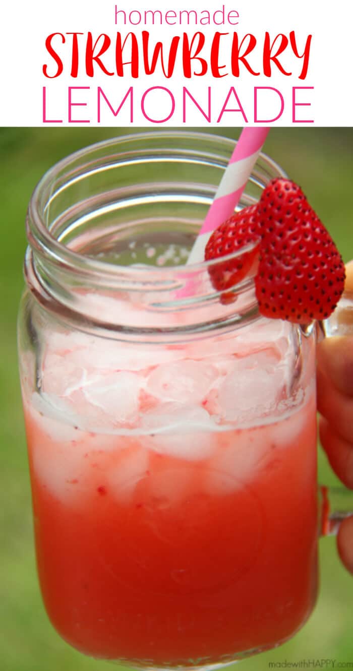 Homemade Strawberry Lemonade | Summer Drink | Homemade Lemonade | www.madewithHAPPY.com