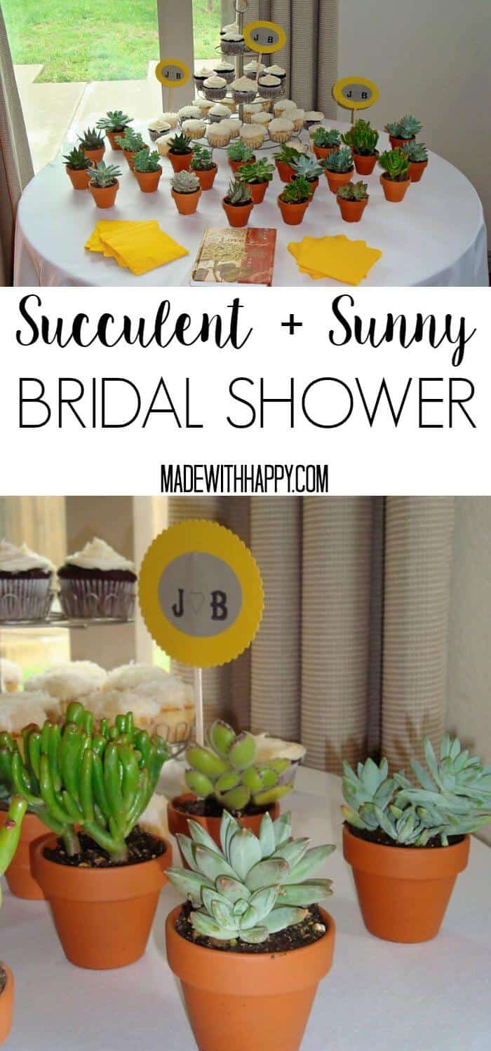 Succulent Bridal Shower | Yellow and Grey Bridal Shower | Succulent Party Decor | www.madewithHAPPY.com