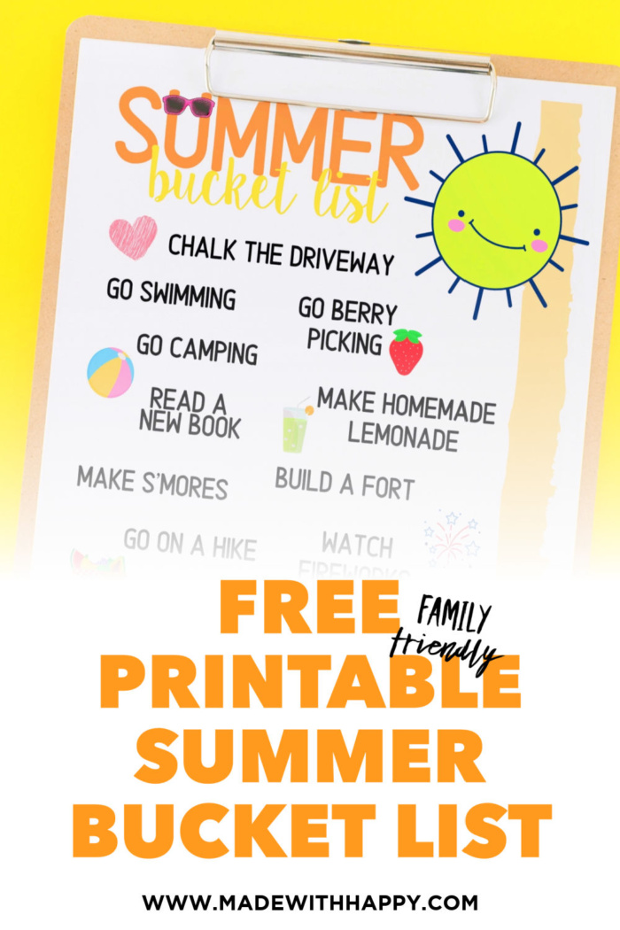 free summer bucket list printable