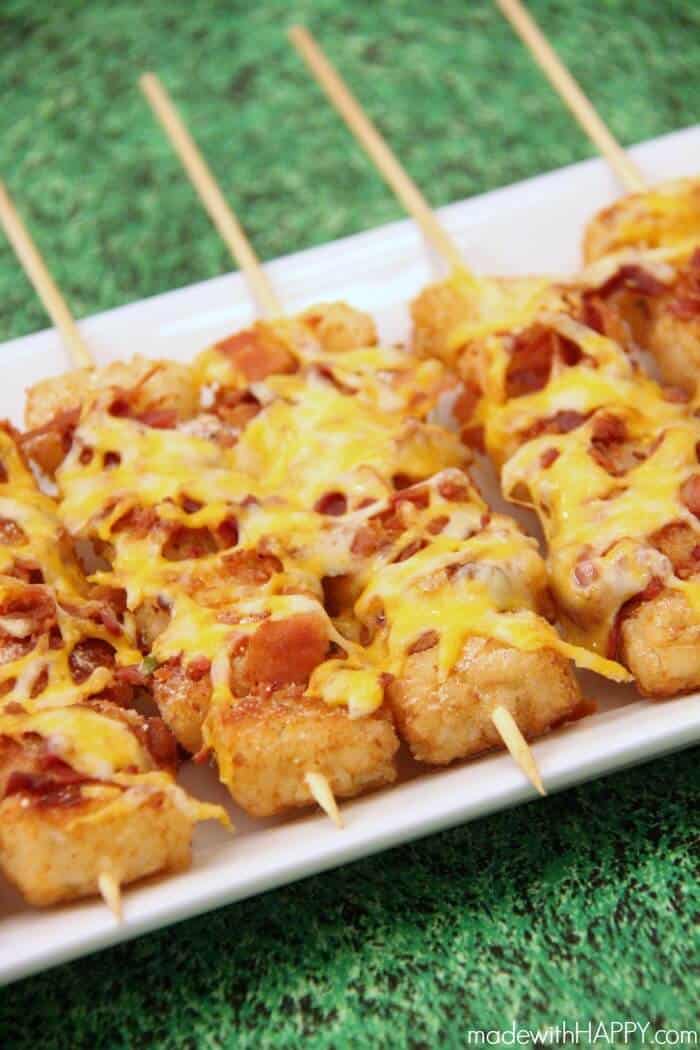 Make Tater Tot Skewers for your tailgate or sports party, and they won't last long.