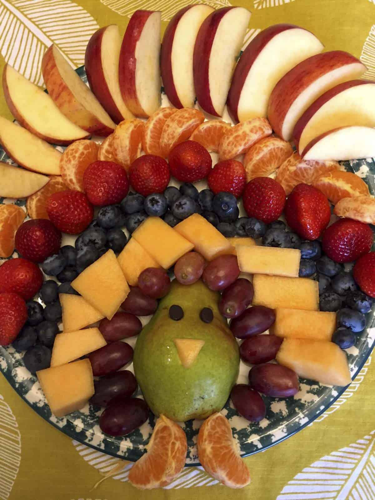 thanksgiving turkey fruit platter