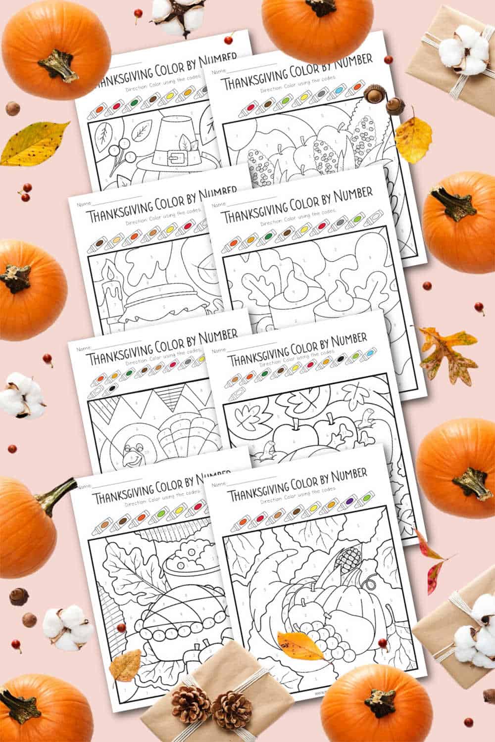 thanksgiving color by number printable