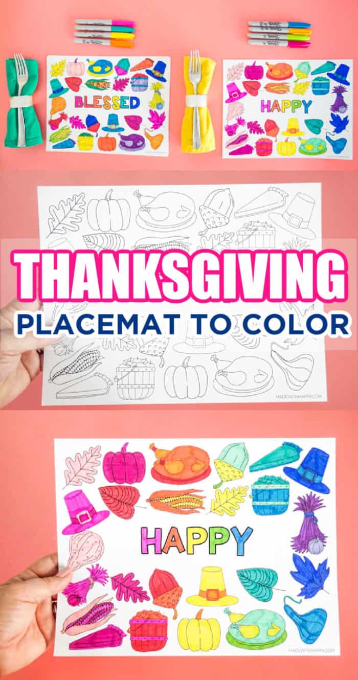 Thanksgiving Placemat to Color