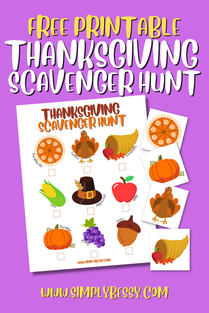 thanksgiving scavenger hunt free printable game pin image