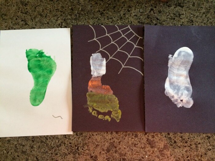 footprint paint craft for kids. Kids Halloween Crafts | Frankenstein Foot Prints | Preschool Kids Crafts | Last minute Halloween Fun! | www.madewithhappy.com